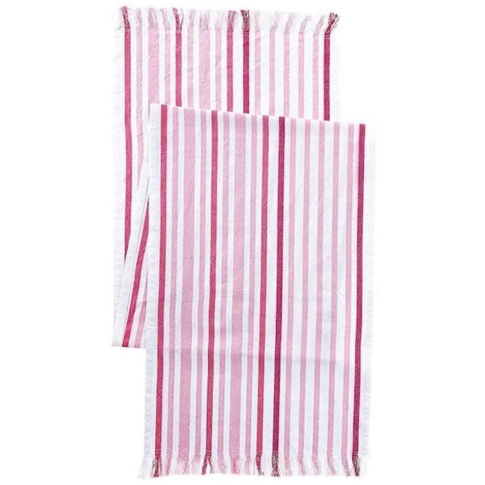 Saro LifeStyle Striped Design Fringed Runner, Sorbet, 16x72